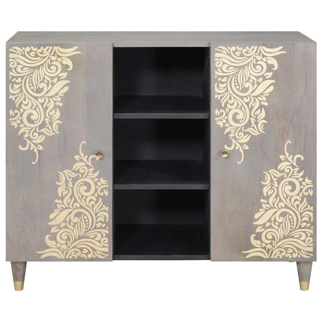 Sideboard Grey and Gold 90 x 33.5 x 75 cm Solid Mango wood